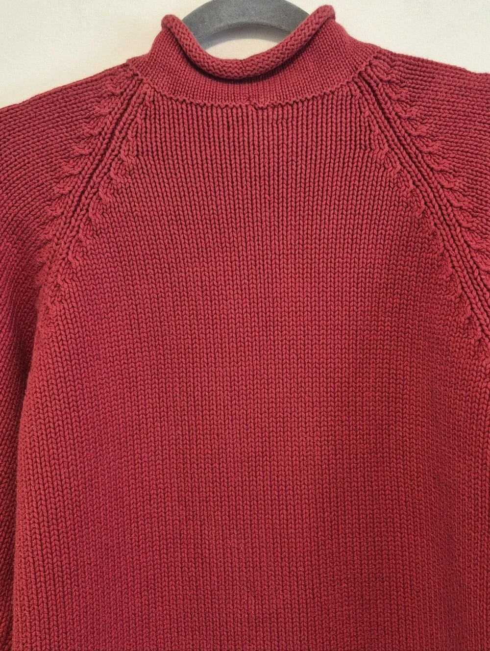 Vintage J.Crew Oarsman Roll Neck Sweater Red Men's Sz Small Cotton 90s Preppy